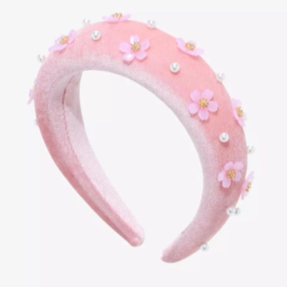 Sweet Society Pink Puffy Headband Sakura Flower and Pearls Design